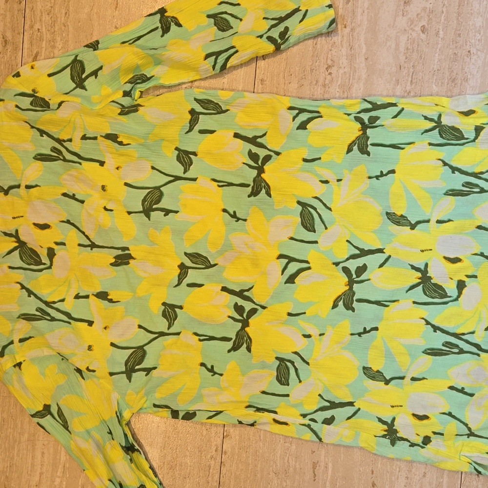J. Crew Green/Yellow Floral Print 100% Cotton Cover-Up - Picture 7 of 8